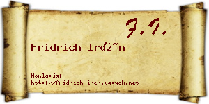Fridrich Irén névjegykártya